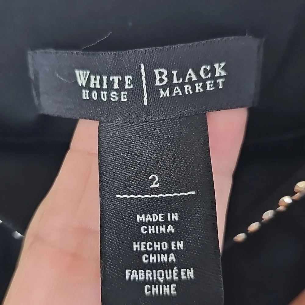 WHITE HOUSE | BLACK MARKET | WOMEN BLACK STRAPLESS EMBELLISHED JUMPSUIT SIZE 2 - Picture 2 of 7